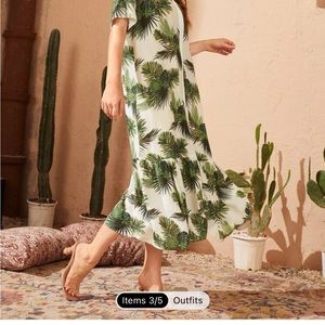 SHEIN Mulvari Tropical Print Button Up Smock Dress - XXL